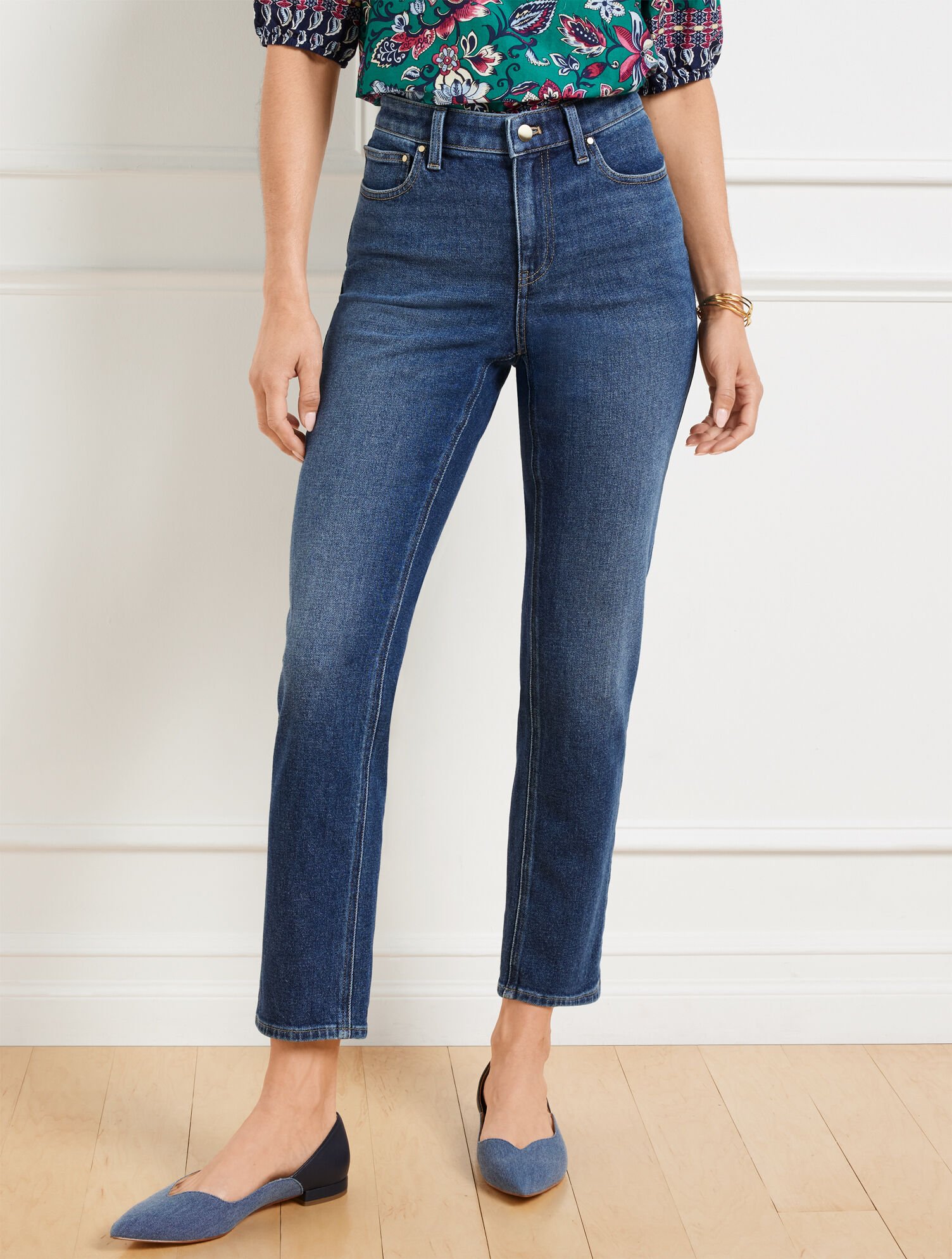 Slim Straight Ankle Jeans - Penelope Wash
