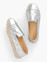 Izzy Quilted Espadrille Flats - Metallic Leather