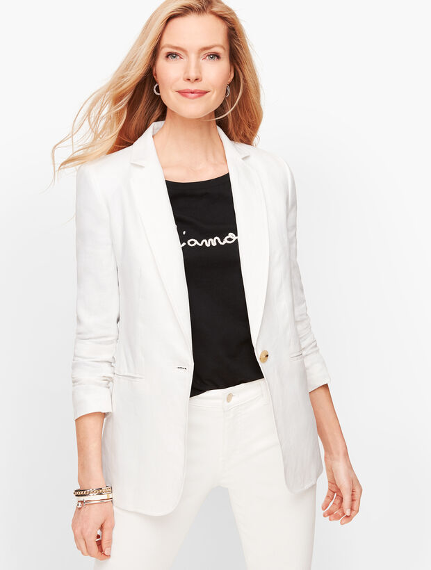 Classic Linen Blazer - White