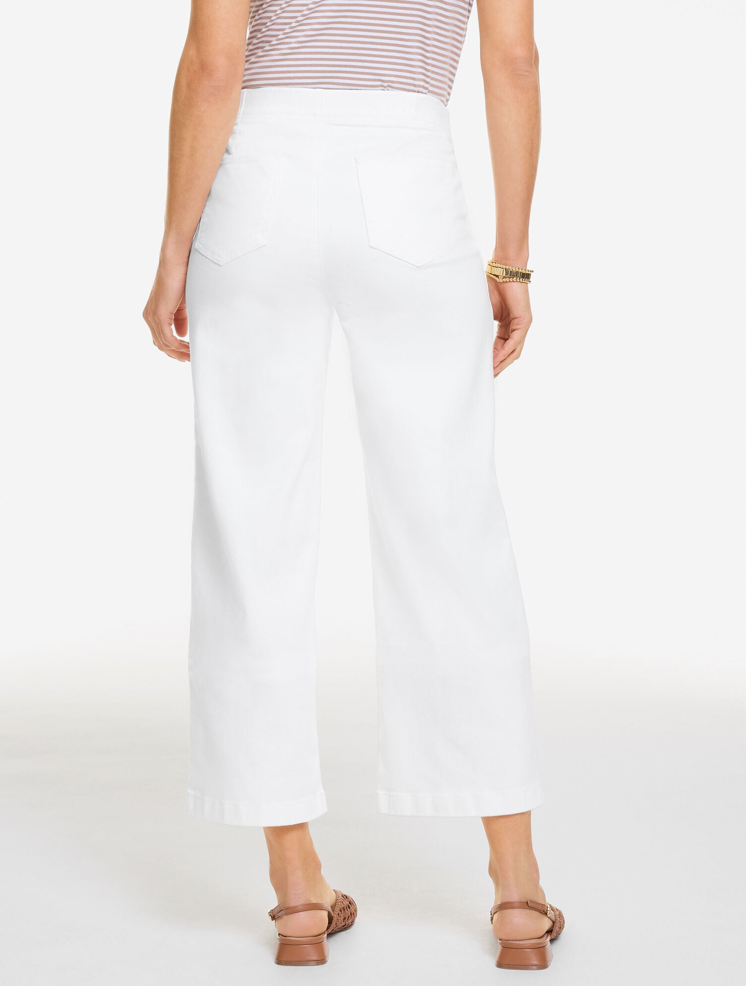 Wide Crop Pull-On Travel Jeans - White