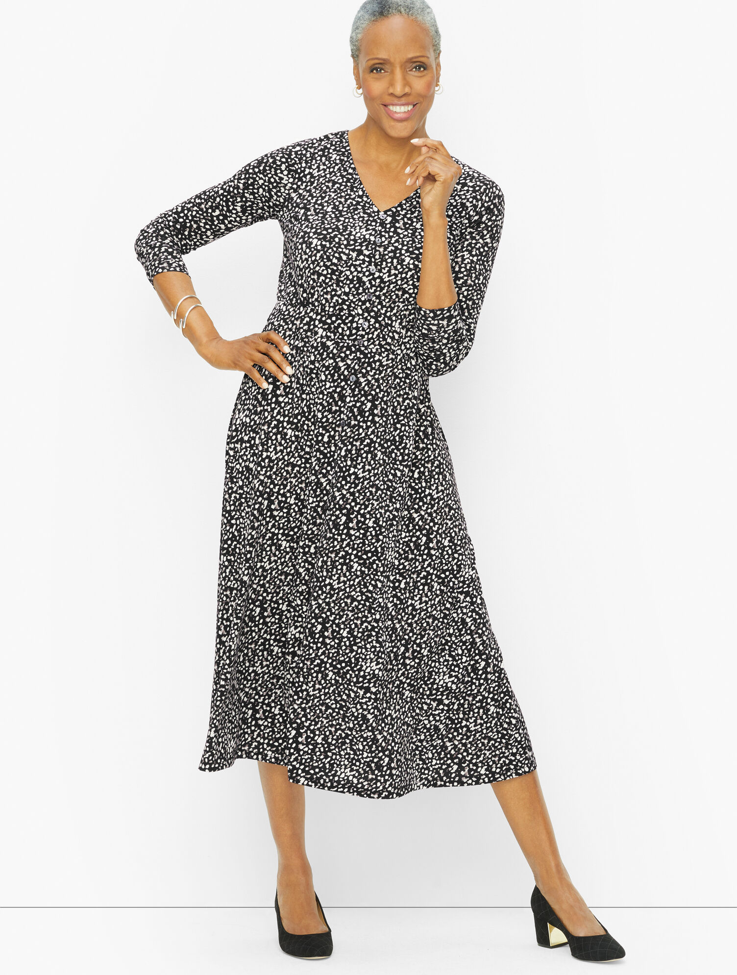 Jersey Midi Dress - Abstract Dots