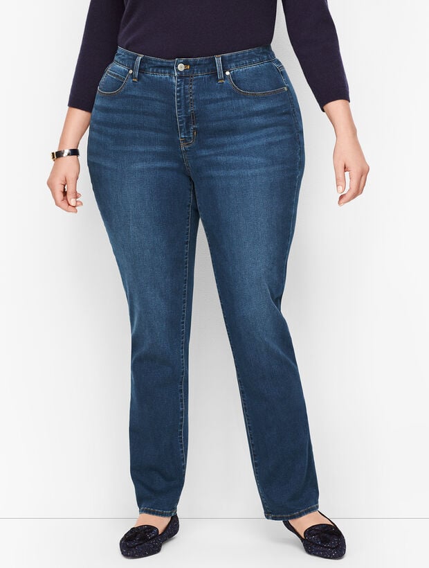 Plus Size Exclusive Straight Leg Jeans Curvy Fit Park Wash