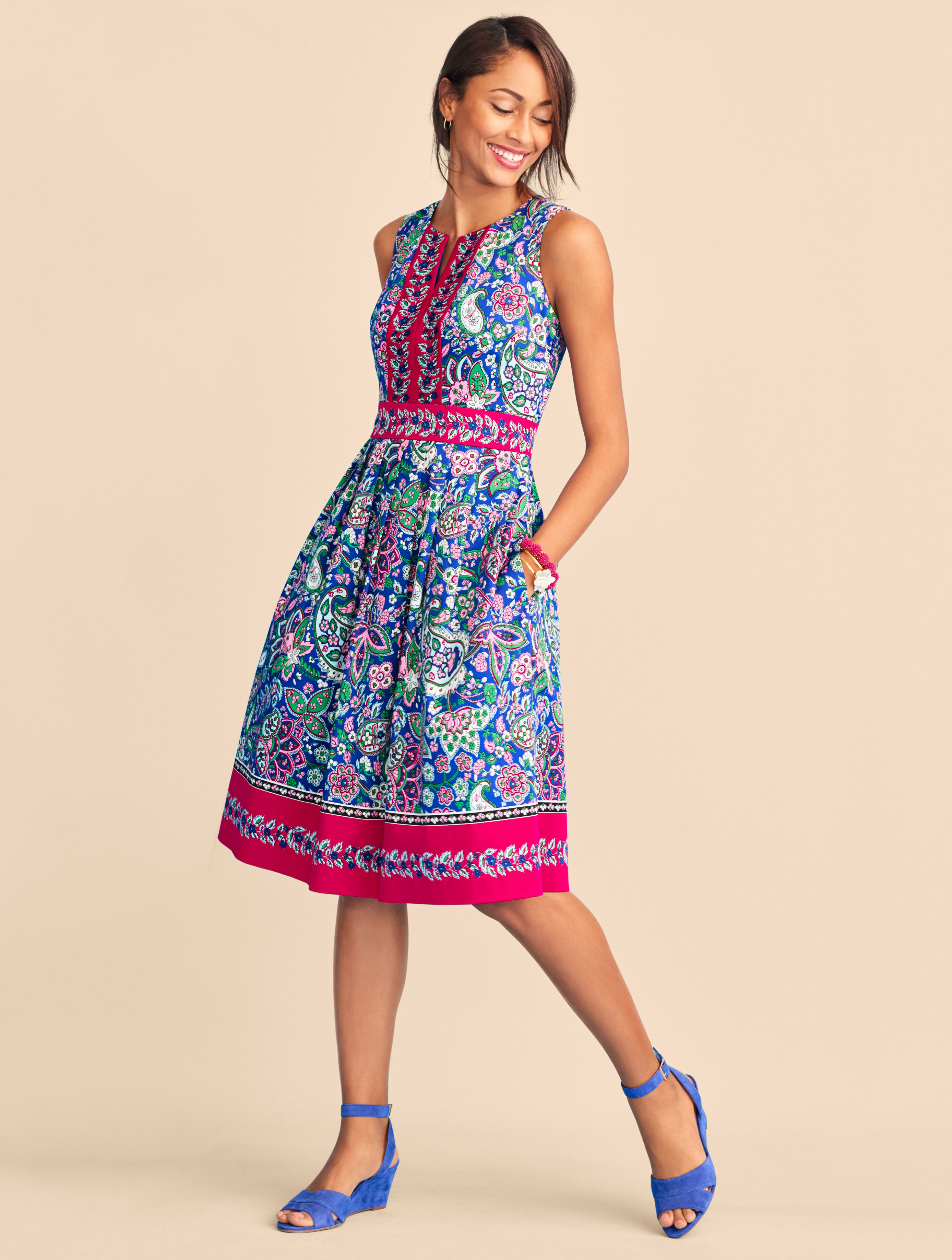 Paisley Fit & Flare Dress | Talbots