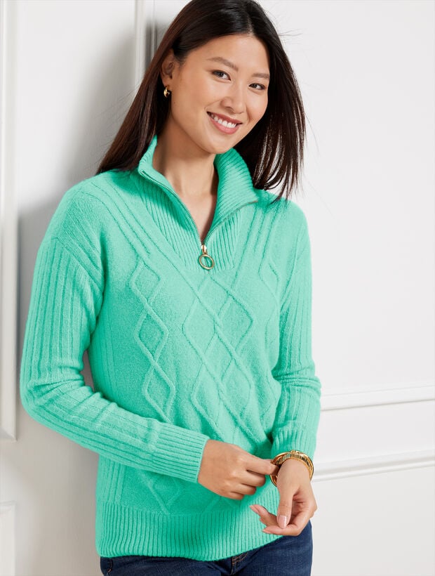 Cable Knit Half-Zip Sweater Talbots