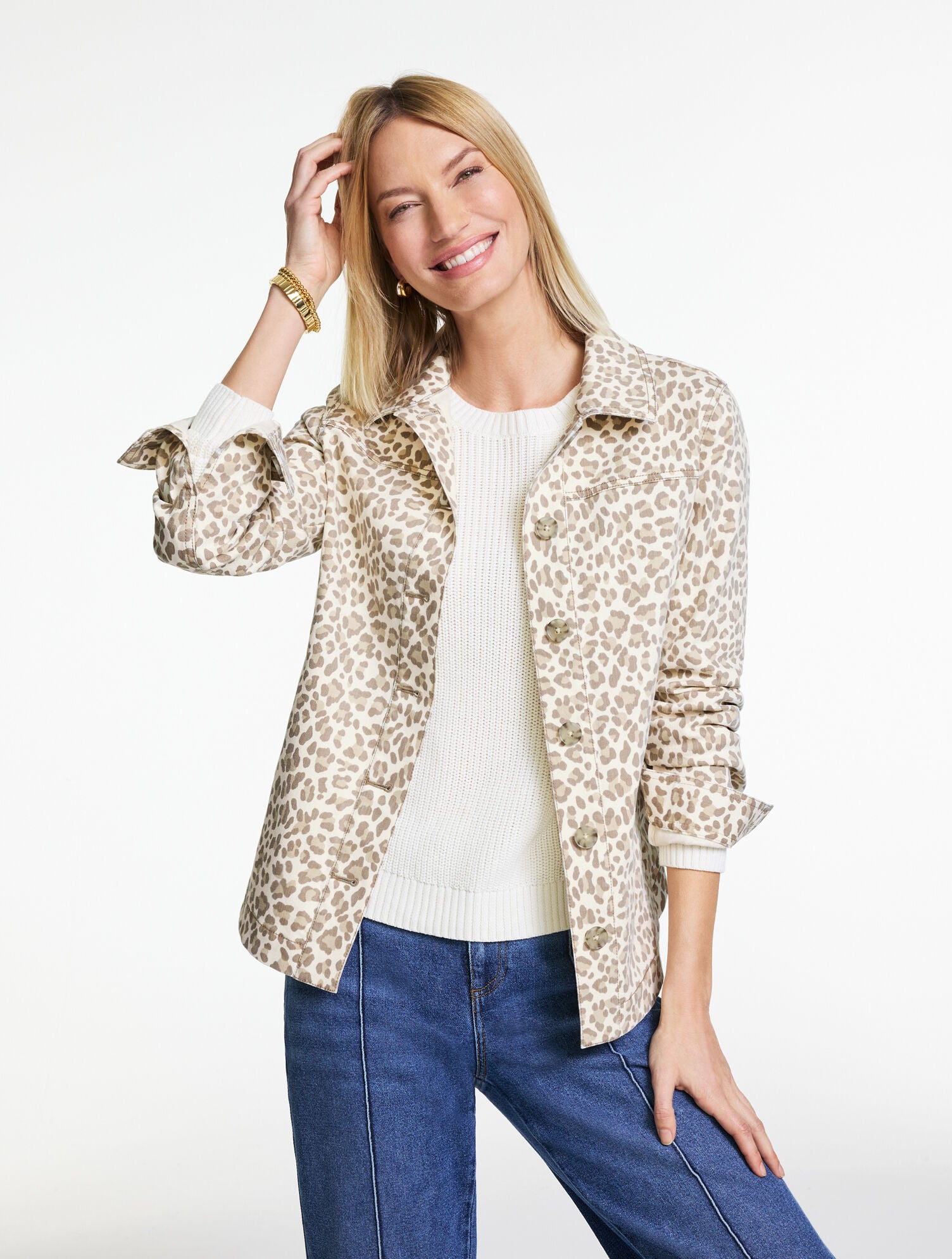 Denim Shirt Jacket - Alluring Leopard