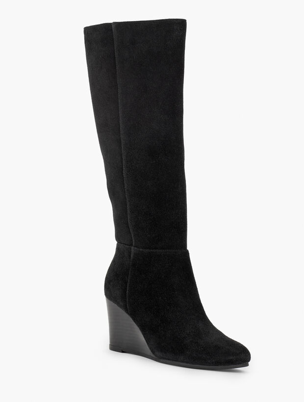 Lilia Suede Tall Wedge Boots