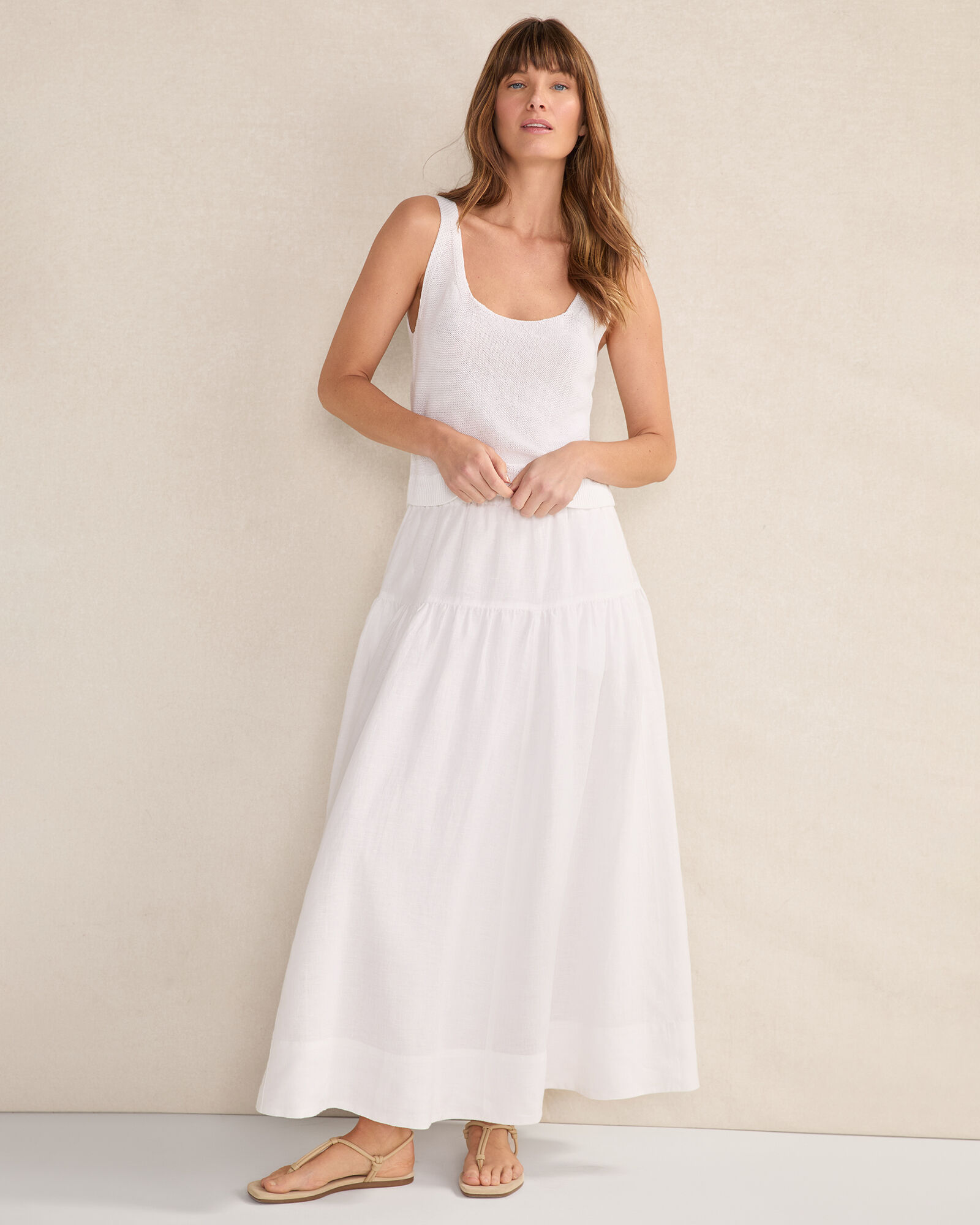 Linen Tiered Maxi Skirt