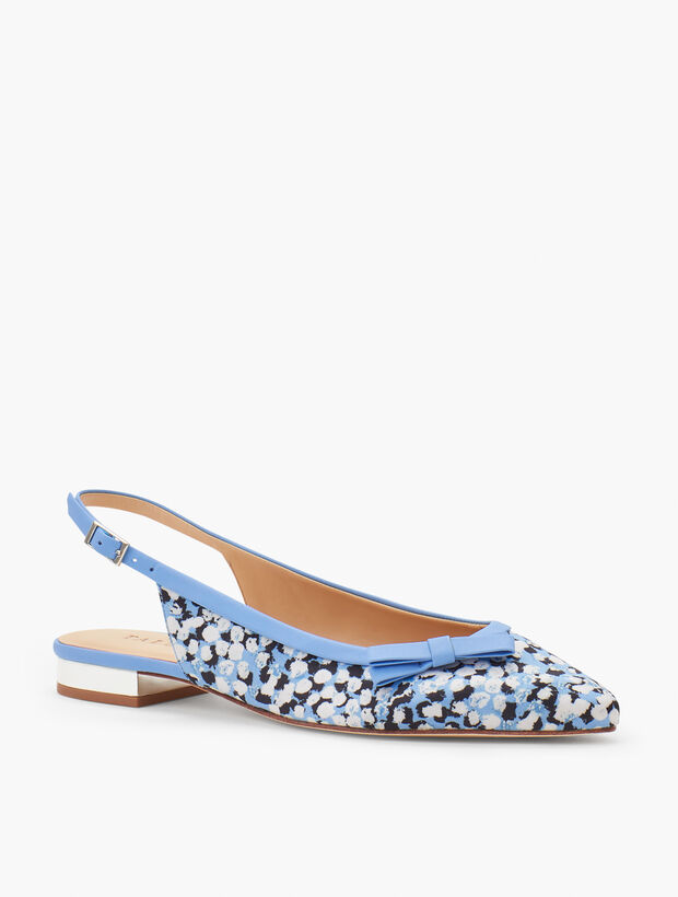 Edison Slingback Bow Flats - Textured Floral
