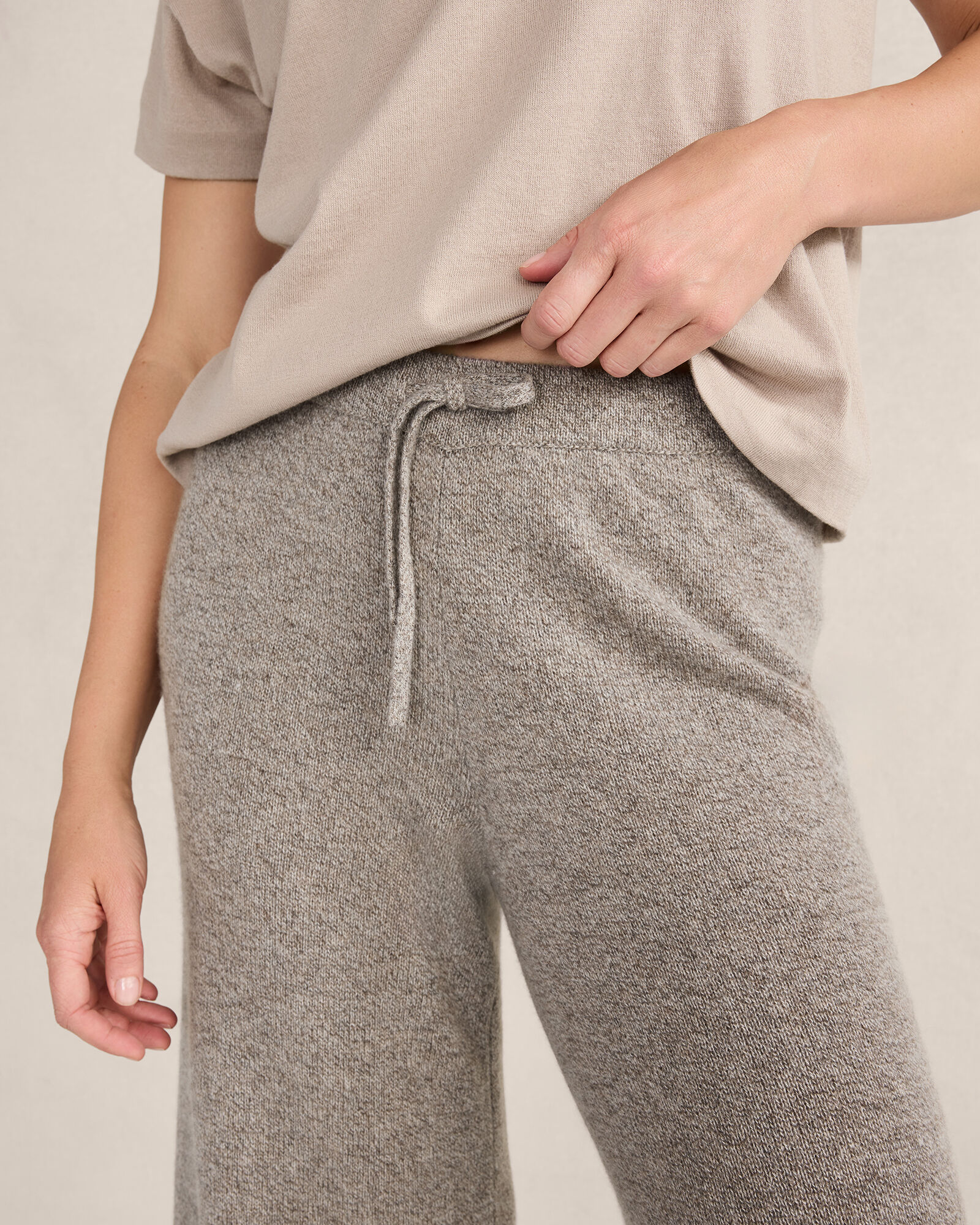 W*d様 attachment cashmere wool easy pants Cashmere wool blended knit baggy pants – amente