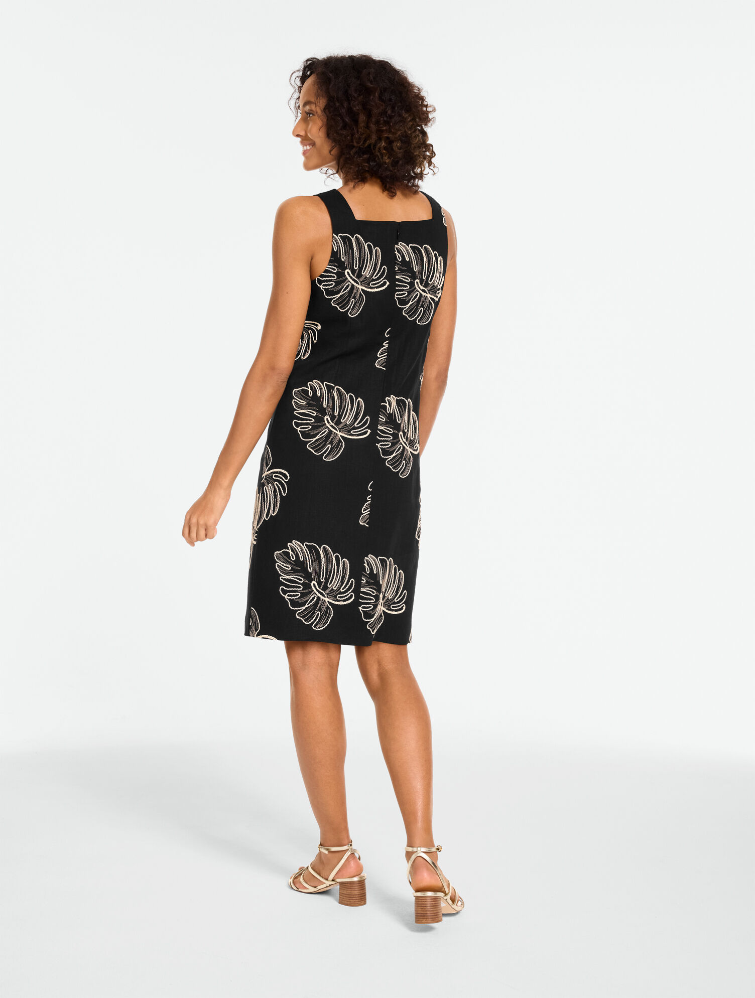 Embroidered Swig Dress - Monstera Leaf