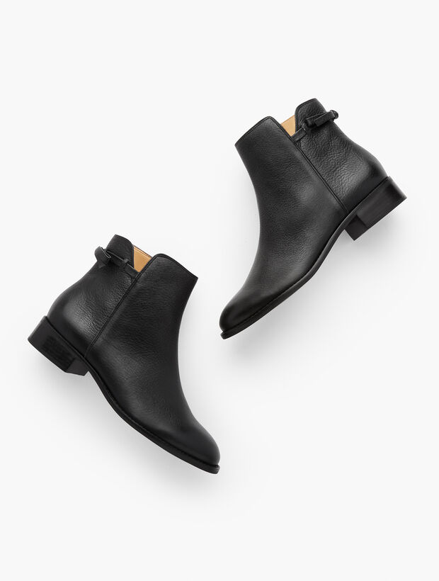 Tish Tie-Detail Ankle Boots - Pebbled Leather