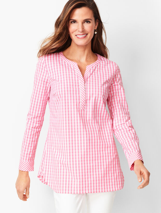Gingham Split-Neck Tunic