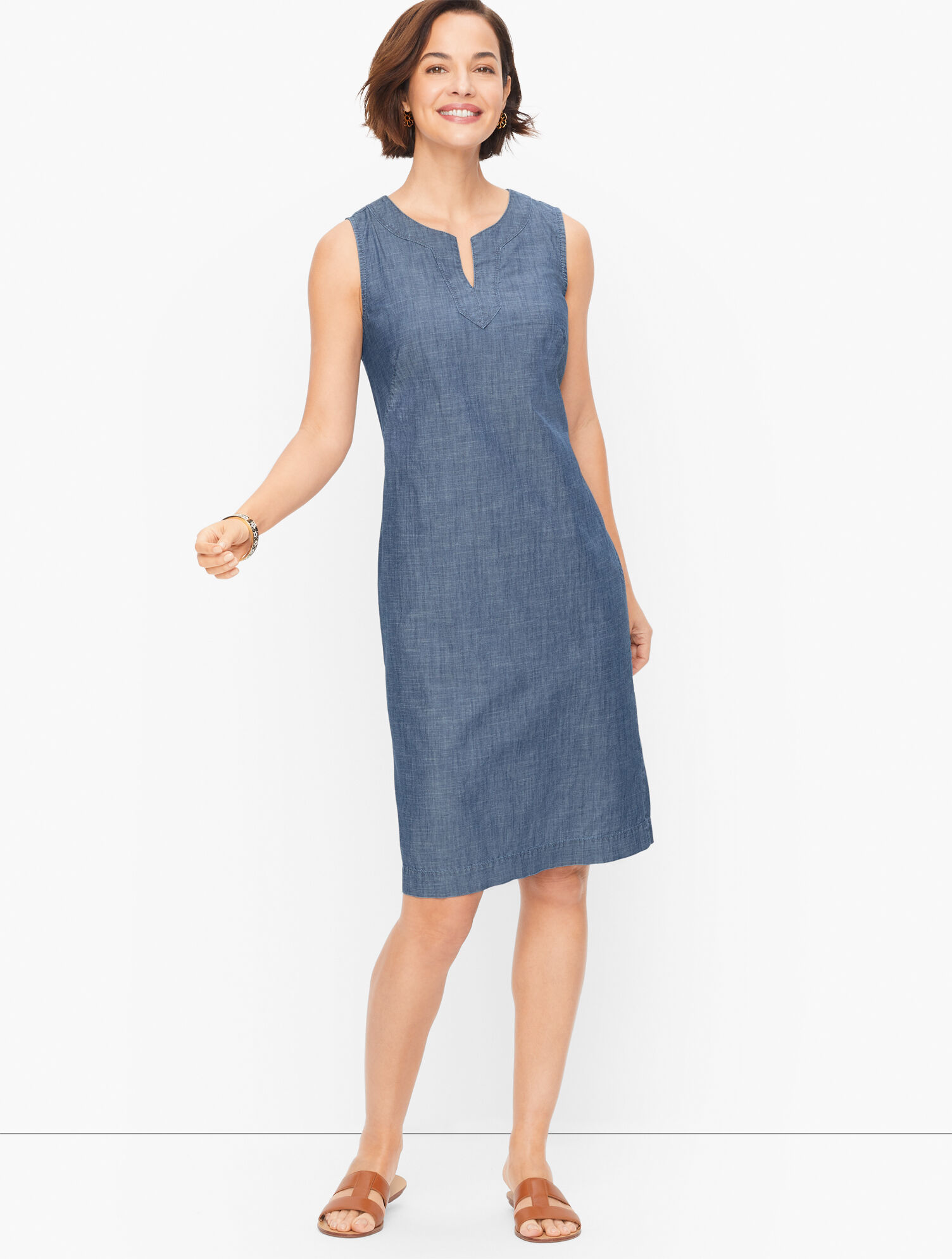 Slub Denim Shift Dress