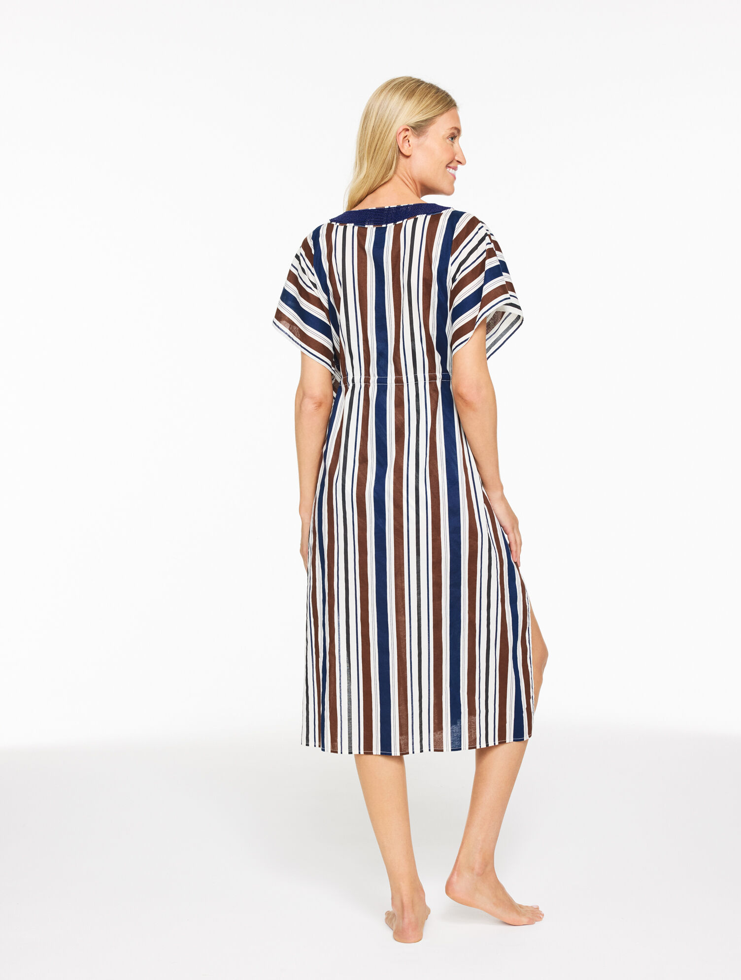 Aqua Club Caftan Cover-Up - Aquatic Stripe