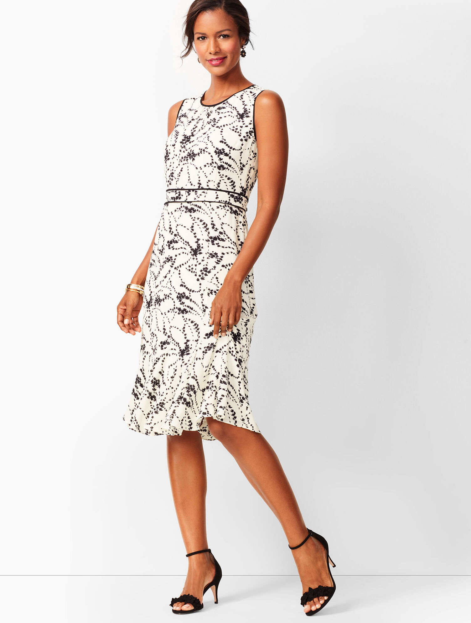 Floral Flounce-Hem Dress