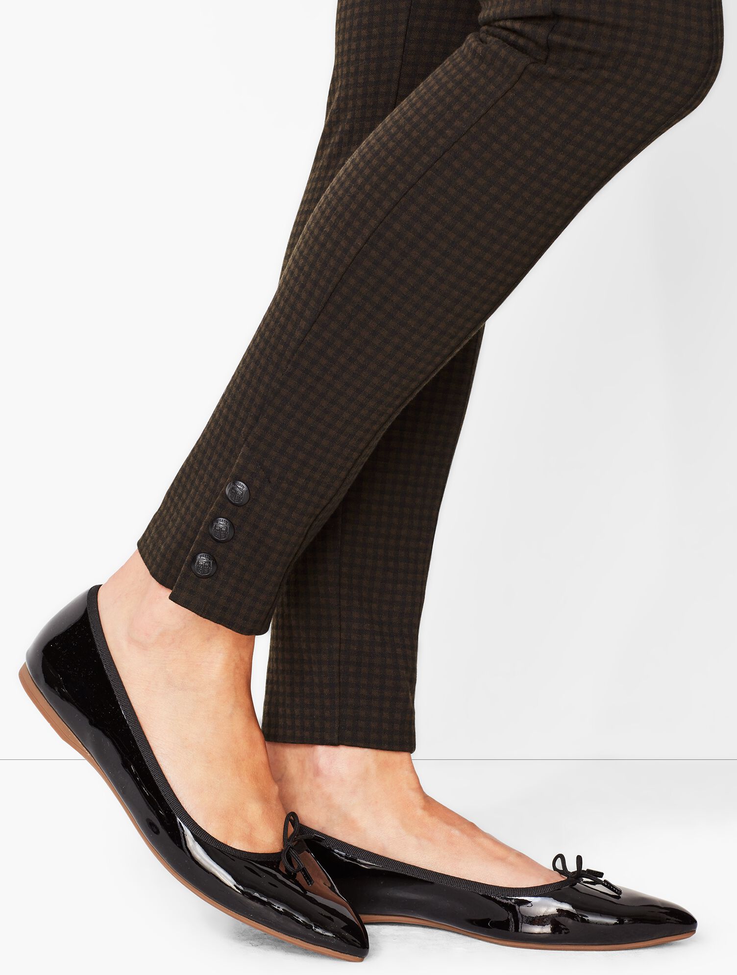 Ankle-Snap Ponte Leggings - Check