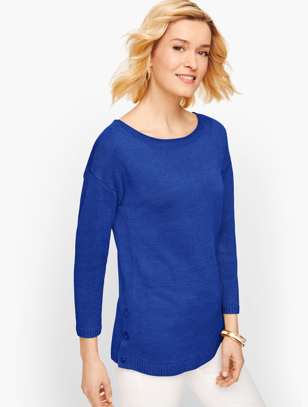 Linen Side Button Sweater | Talbots