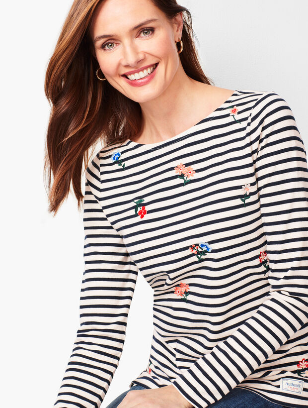 Authentic Talbots Tee - Floral Stripe