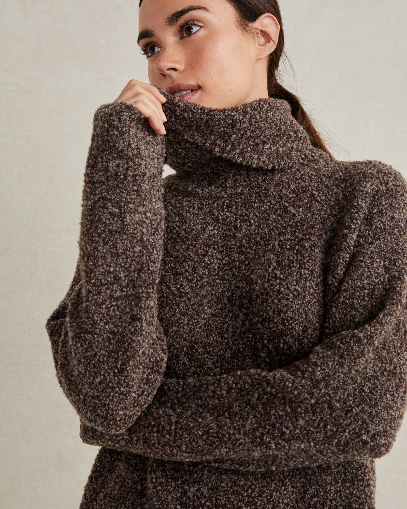 Merino Boucl&eacute; Turtleneck Sweater