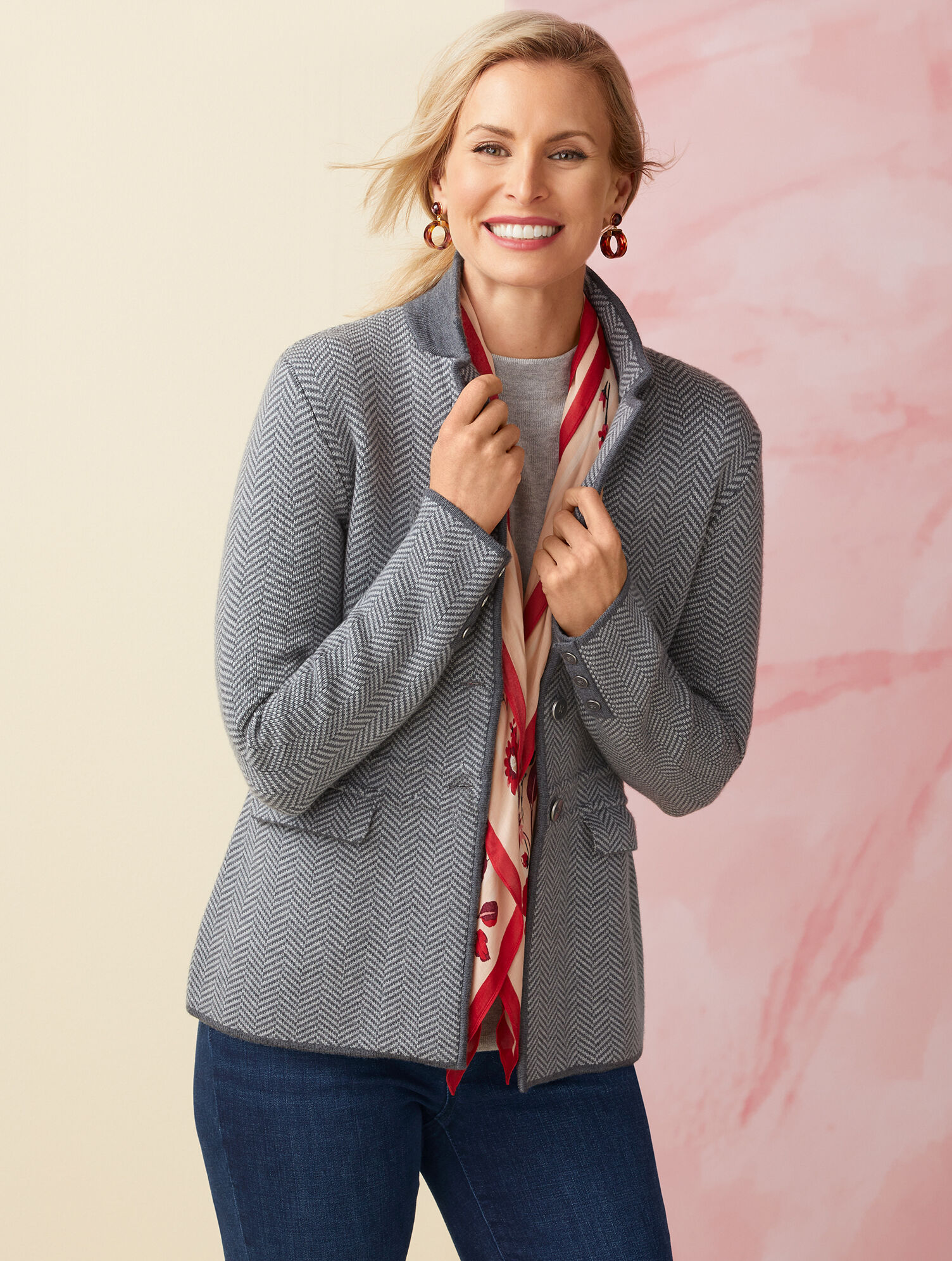 Elbow Sleeve Cotton Blend Sweater