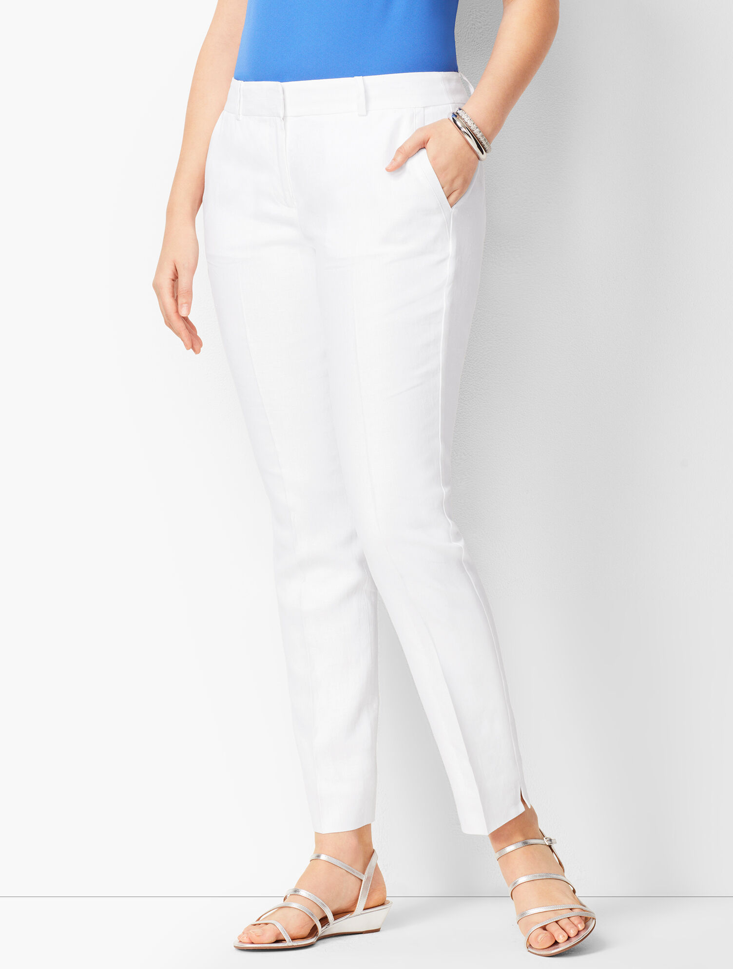 Linen Slim Ankle Pants - Curvy Fit - Lined