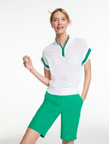 Pointelle Half-Zip Sweater Vest