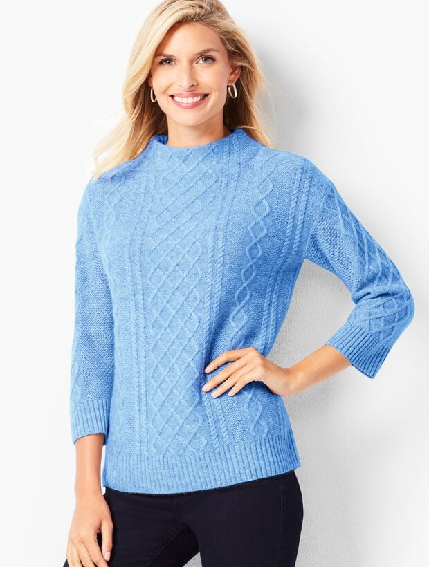Cashmere Cable Mockneck Sweater