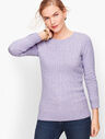 Button Cuff Cableknit Sweater - Tweed