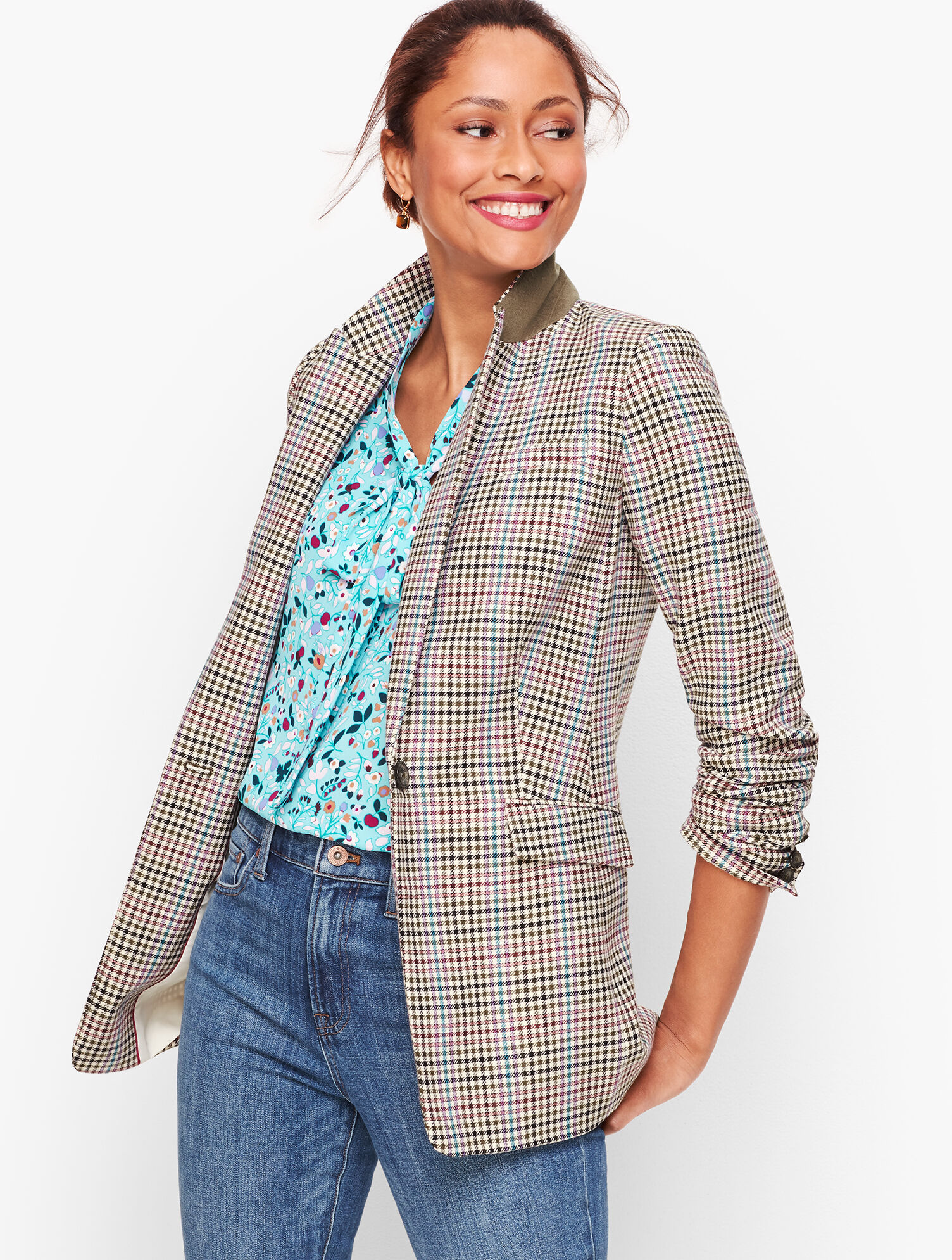 Long Plaid Blazer