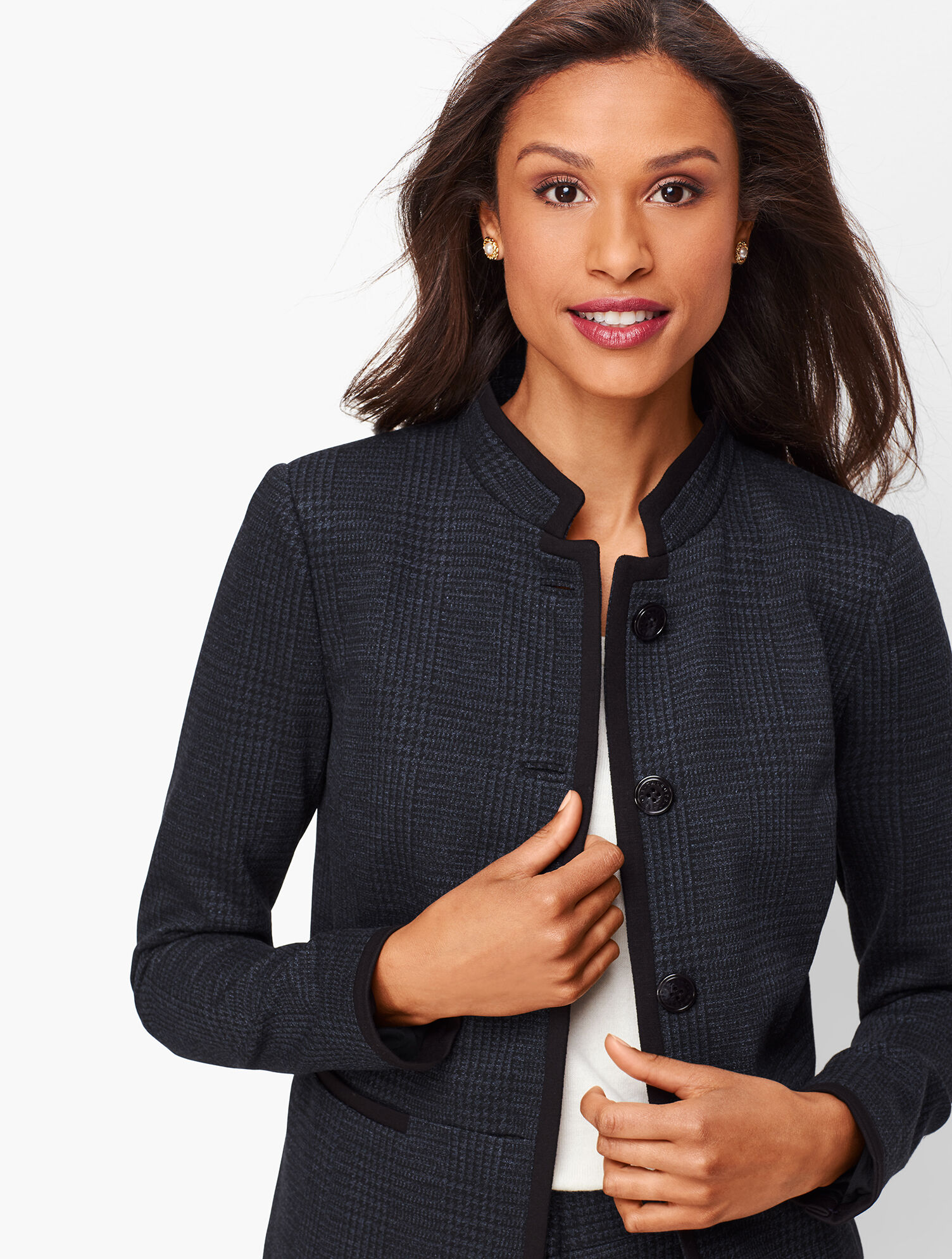 Luxe Knit Plaid Blazer