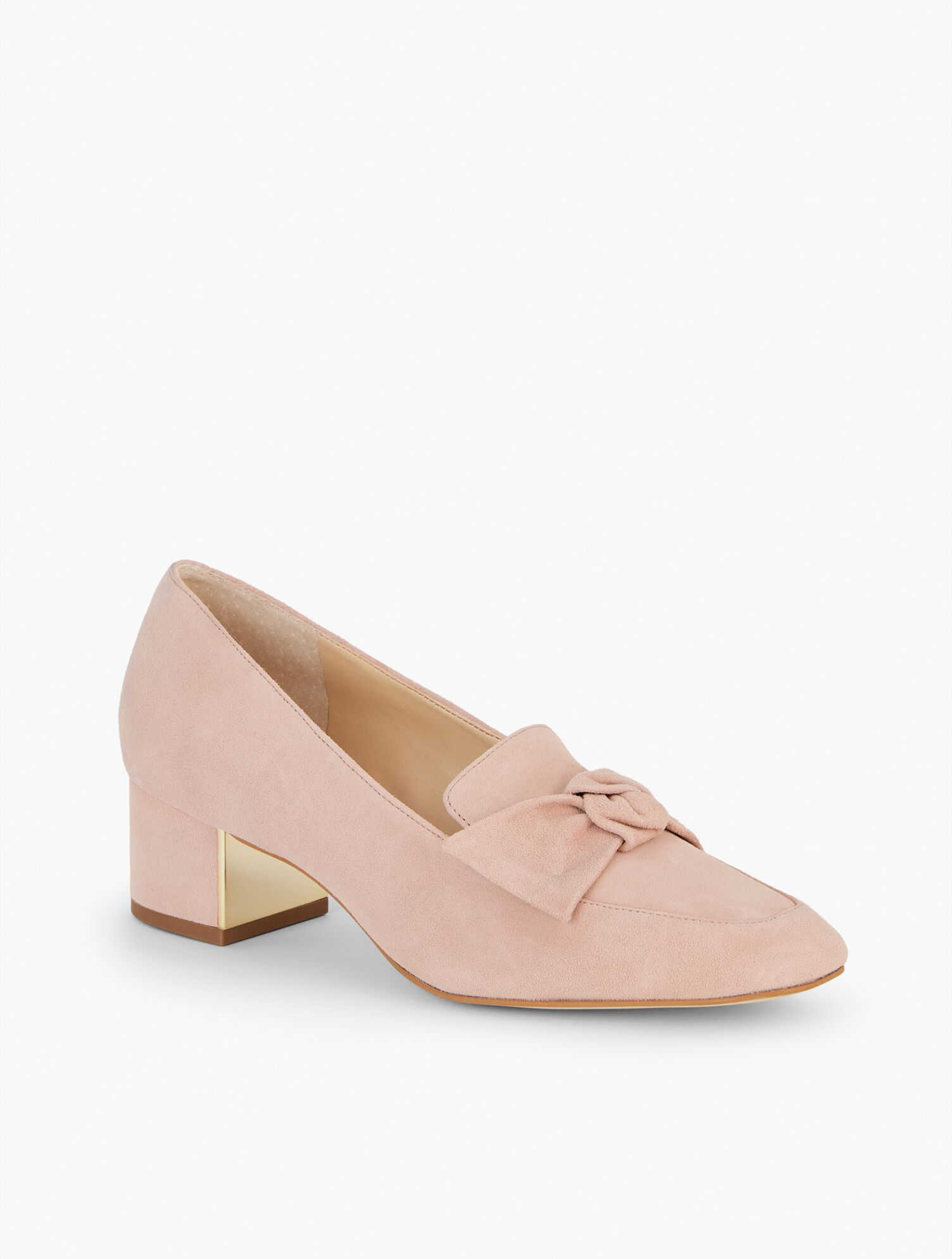 Jane Bow Suede Block Heel Pump