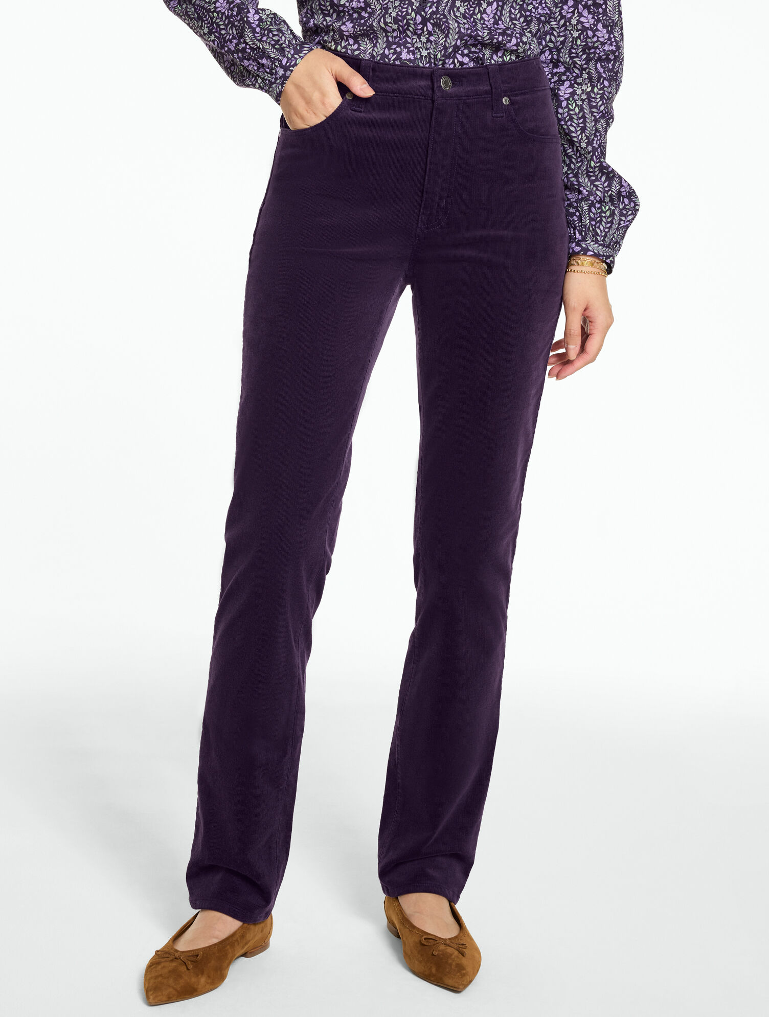 Stretch Corduroy Straight Leg Pants