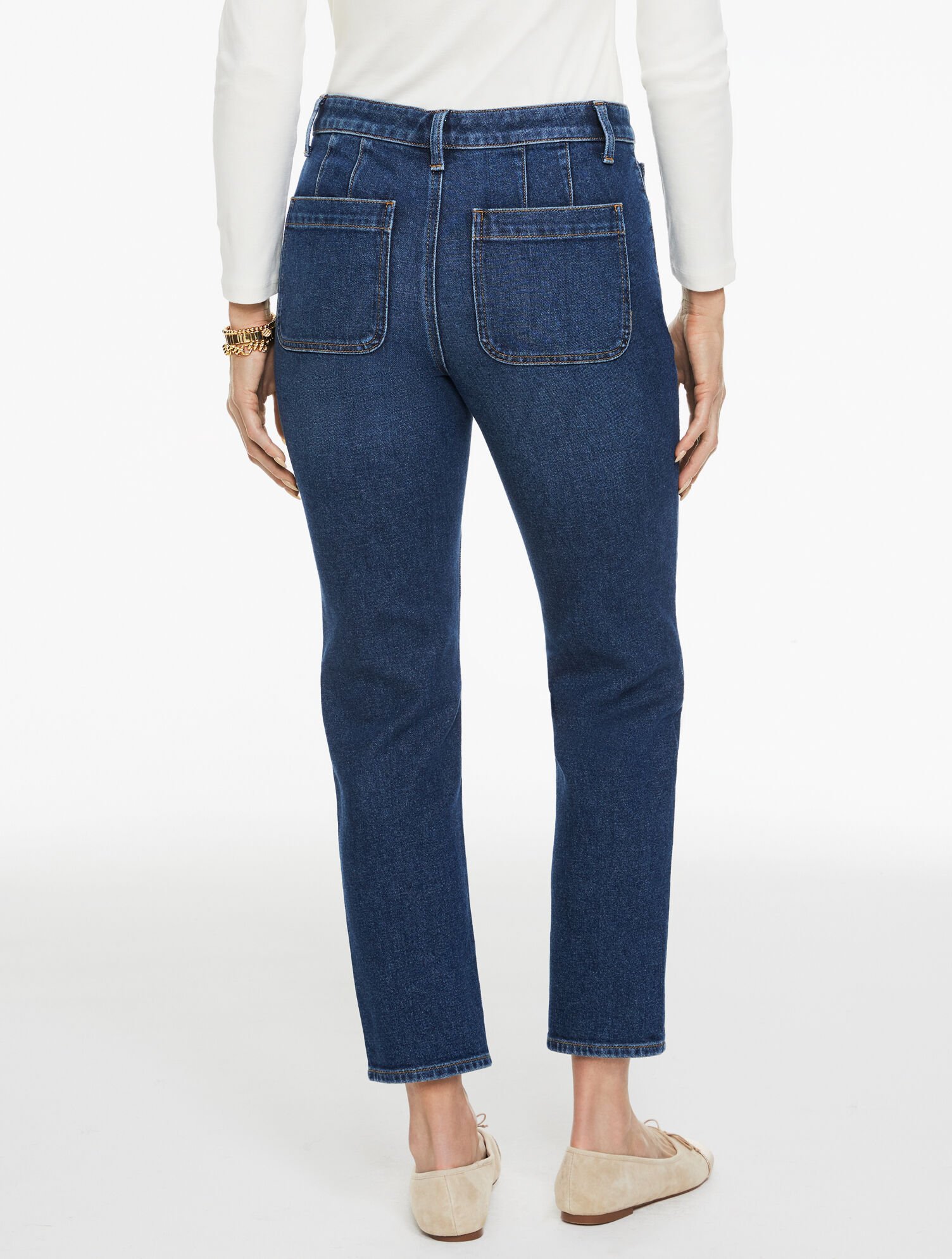Slim Straight Ankle Jeans - Lilies Wash