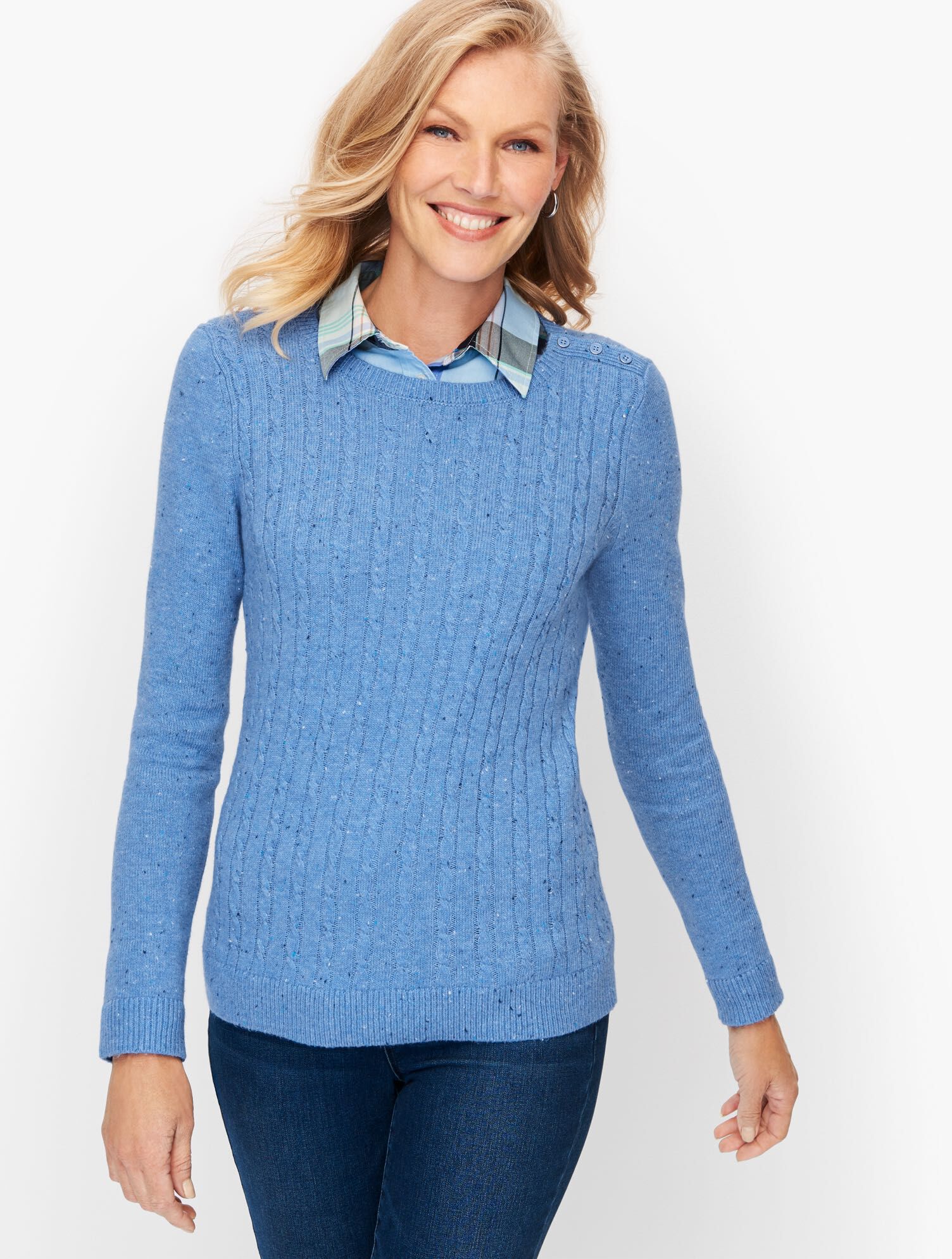 Blue Mock Neck Chenille Sweater – Magnolia Boutique