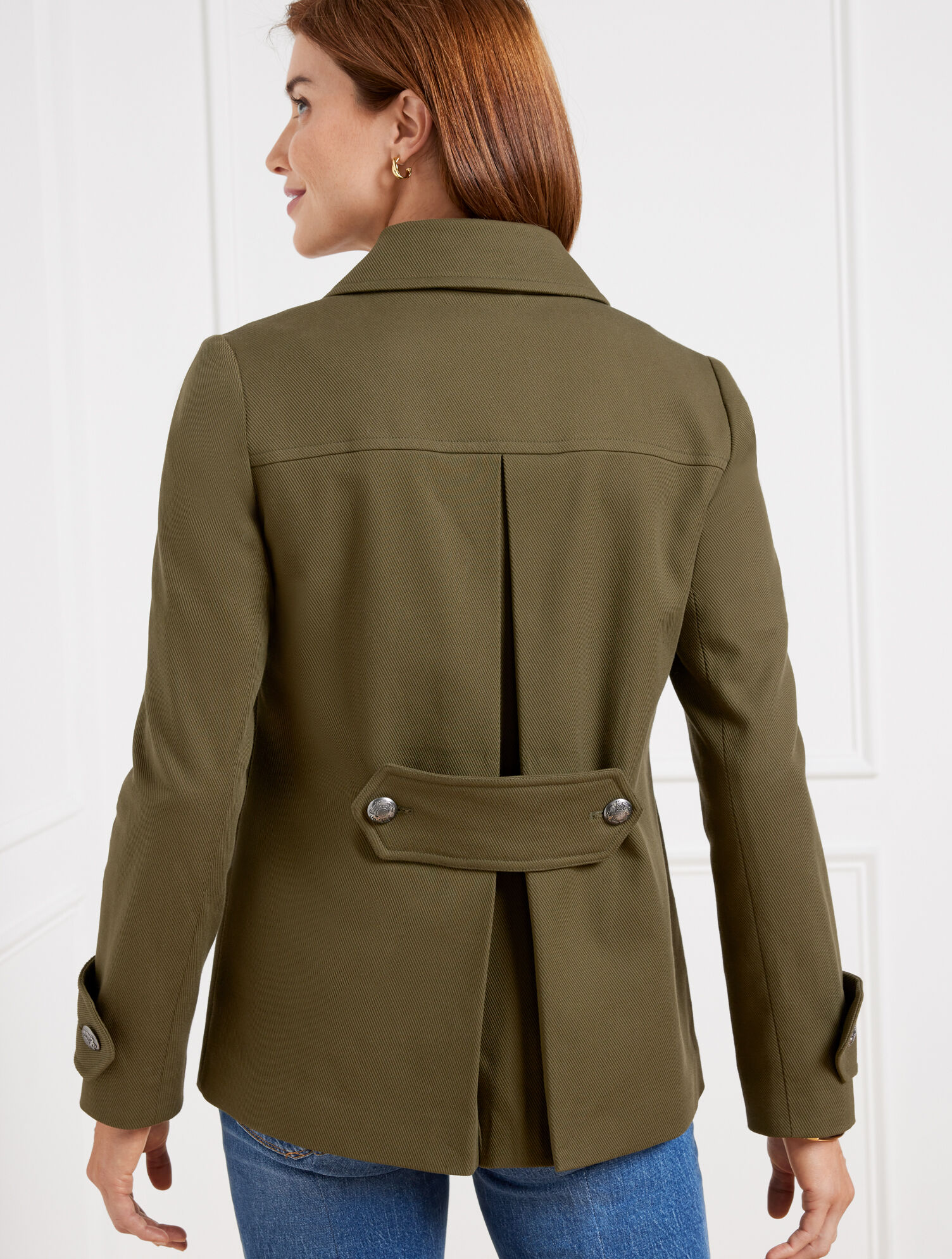Talbots Kelly Green Peacoat Ppsnabha Puff Shoulder Trench Coat