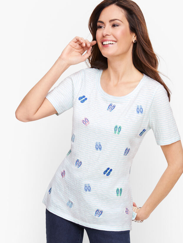 Embroidered Flip Flop Tee