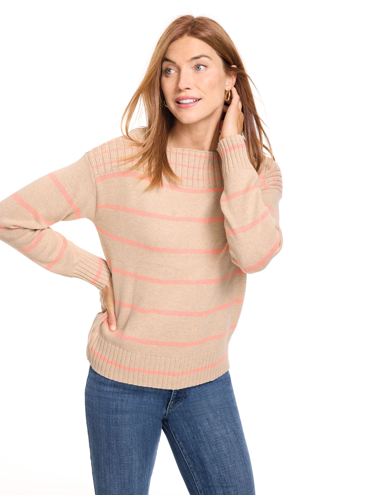 Ribbed Boatneck Pullover - Stripe