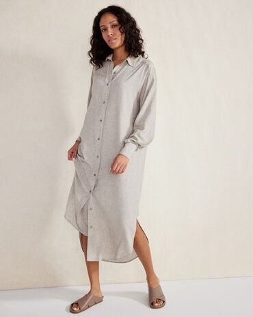 Drapey Wool Button Down Dress