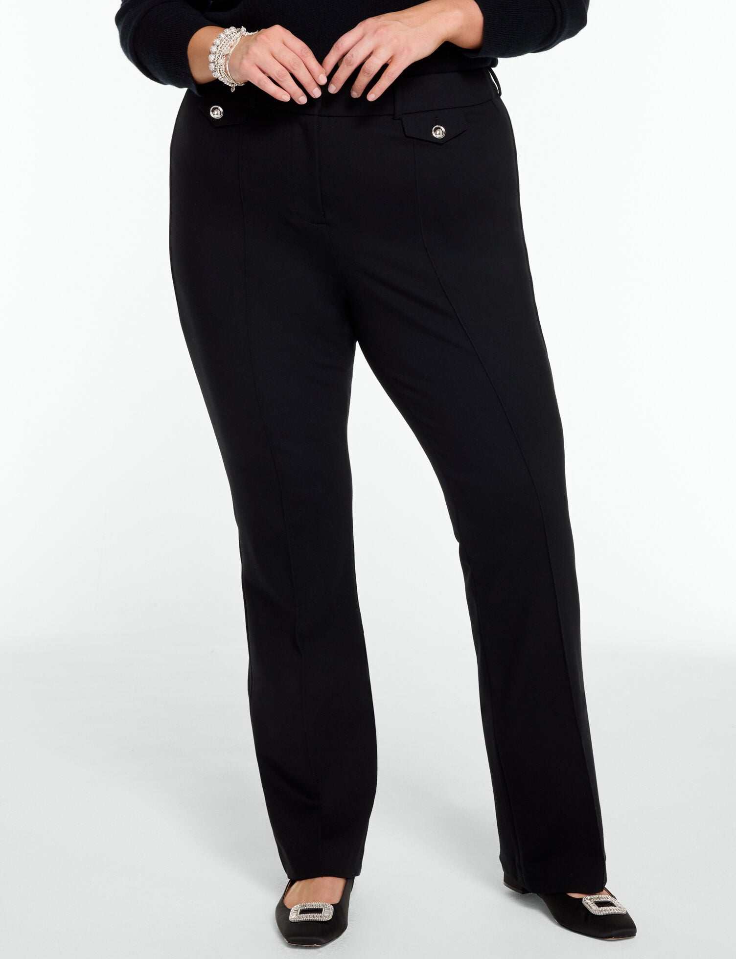 Polished Ponte Slim Bootcut Pants