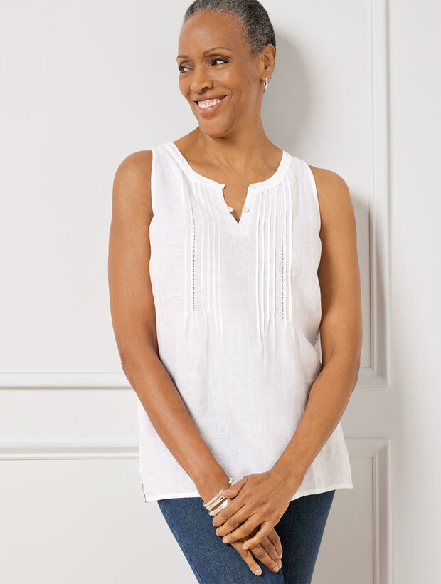 Linen Pintuck Yoke Shell