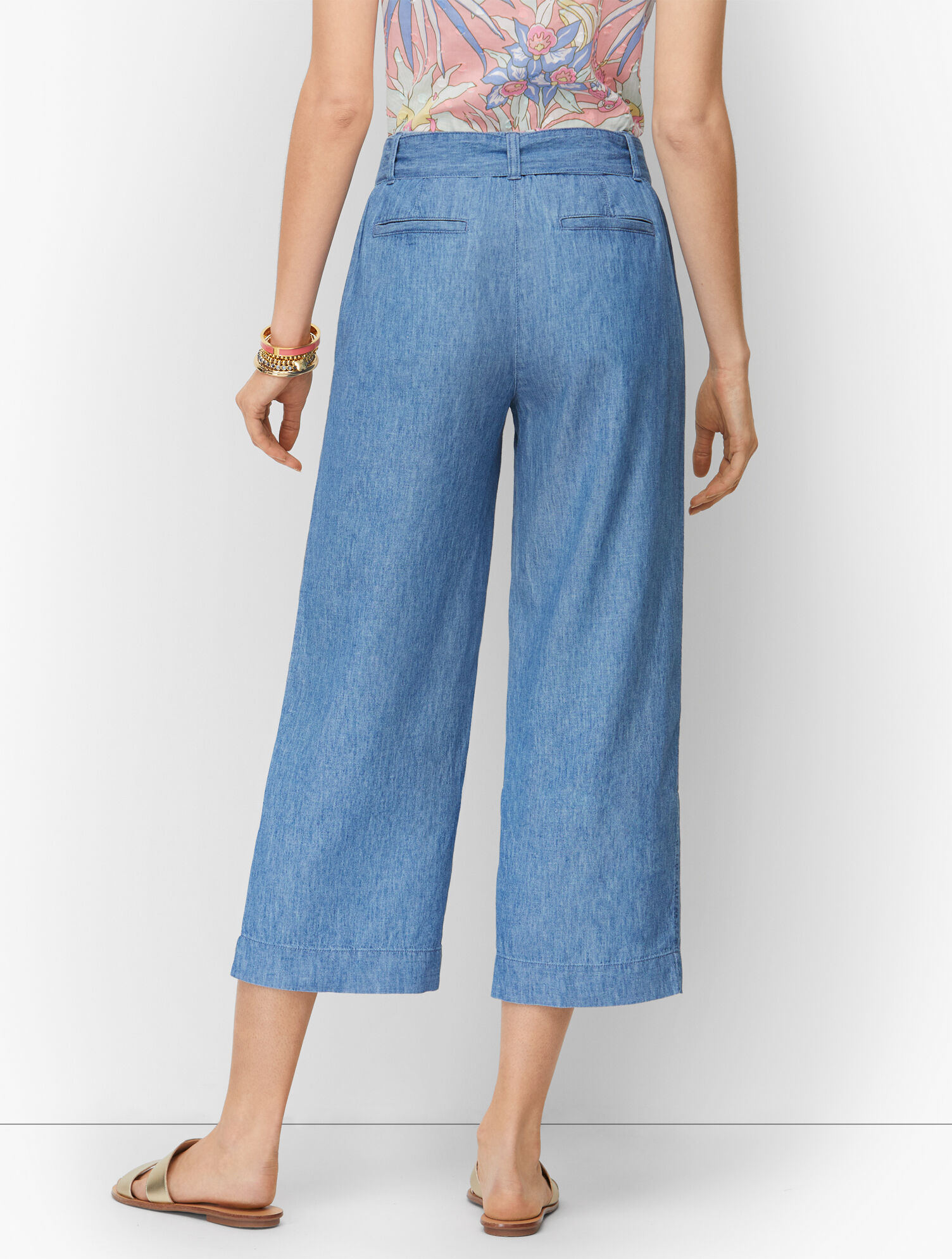 Tie Waist Crop Pants - Linen Chambray