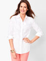 Classic Cotton Shirt - Embroidered Leaves