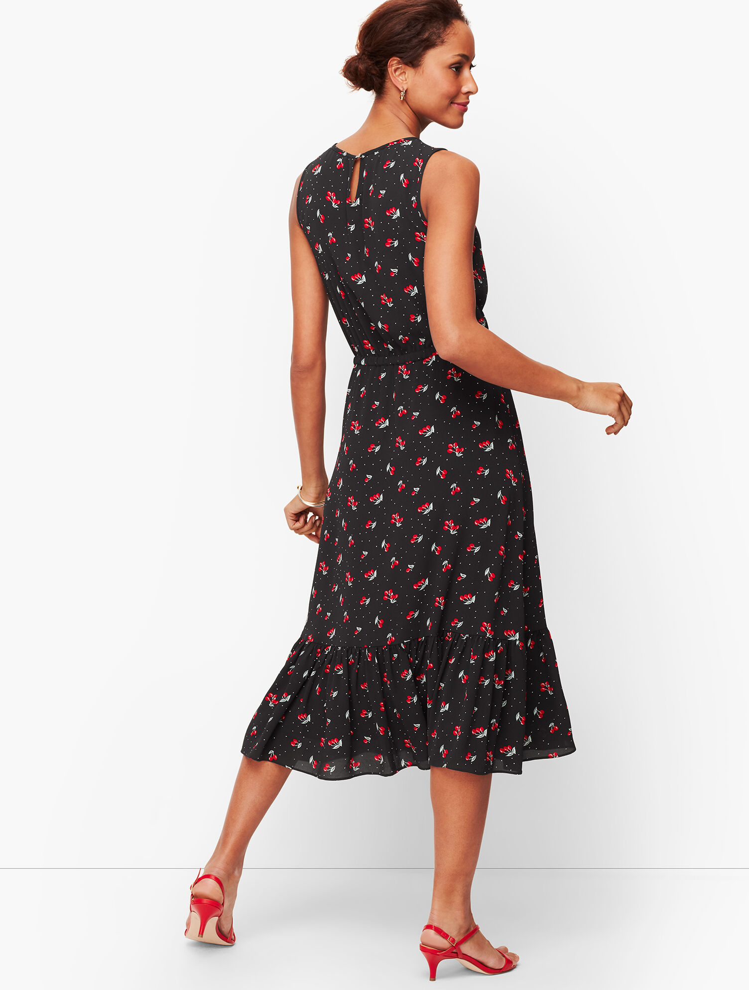Cherry Print Fit & Flare Dress | Talbots