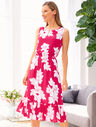 Floral Flounce-Hem Midi Dress