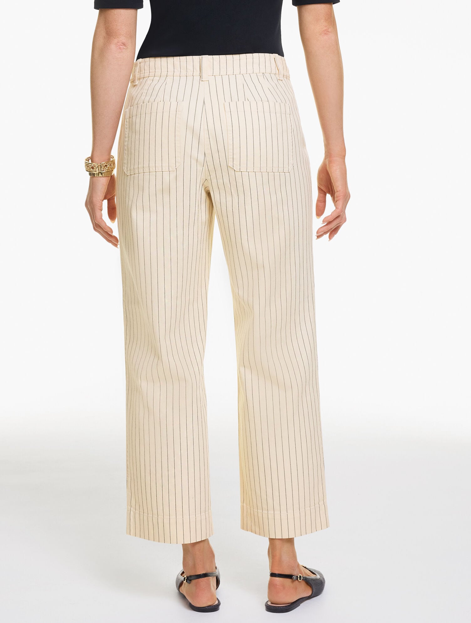 Straight Crop Pants - Herringbone Stripe