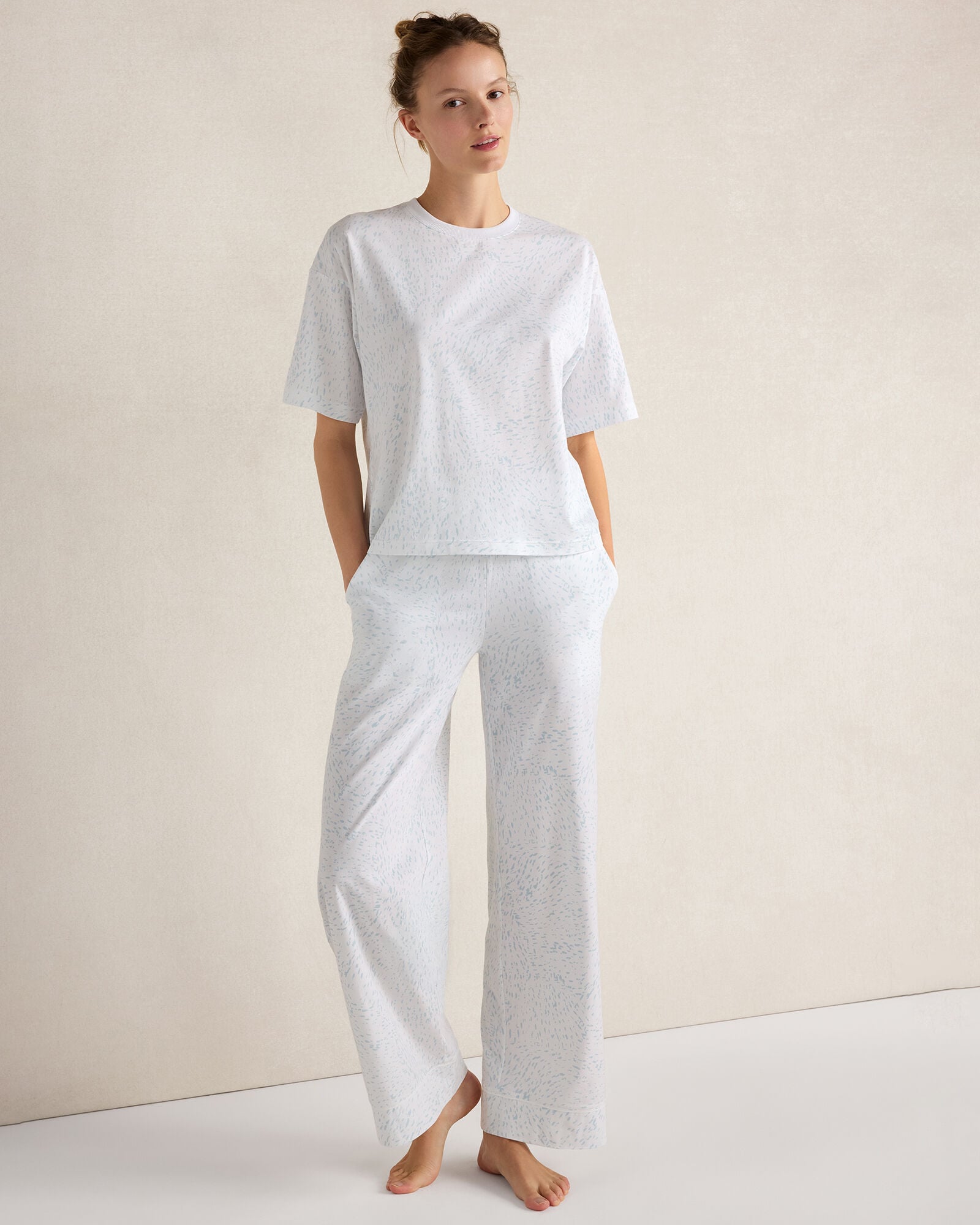 Organic Cotton Jersey Rippled Sand Pajama Tee