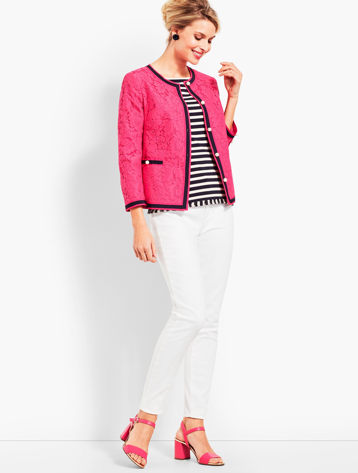 Flower-Filled Corded Lace Jacket