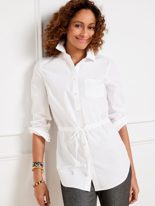 Drawstring Waist Poplin Shirt