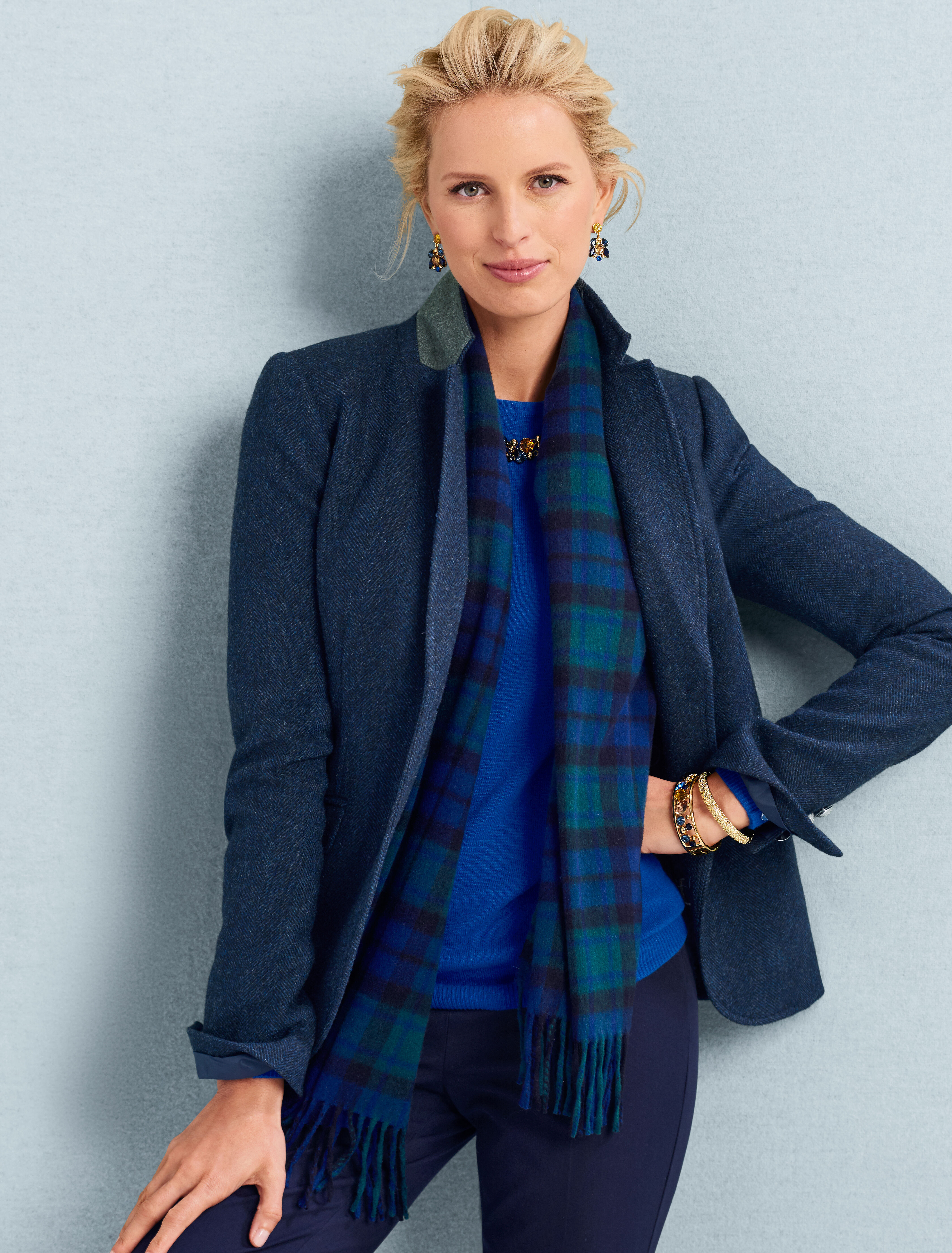 Cashmere Scarf - Black Watch Plaid
