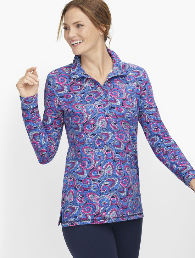 Paisley Button Placket Pullover